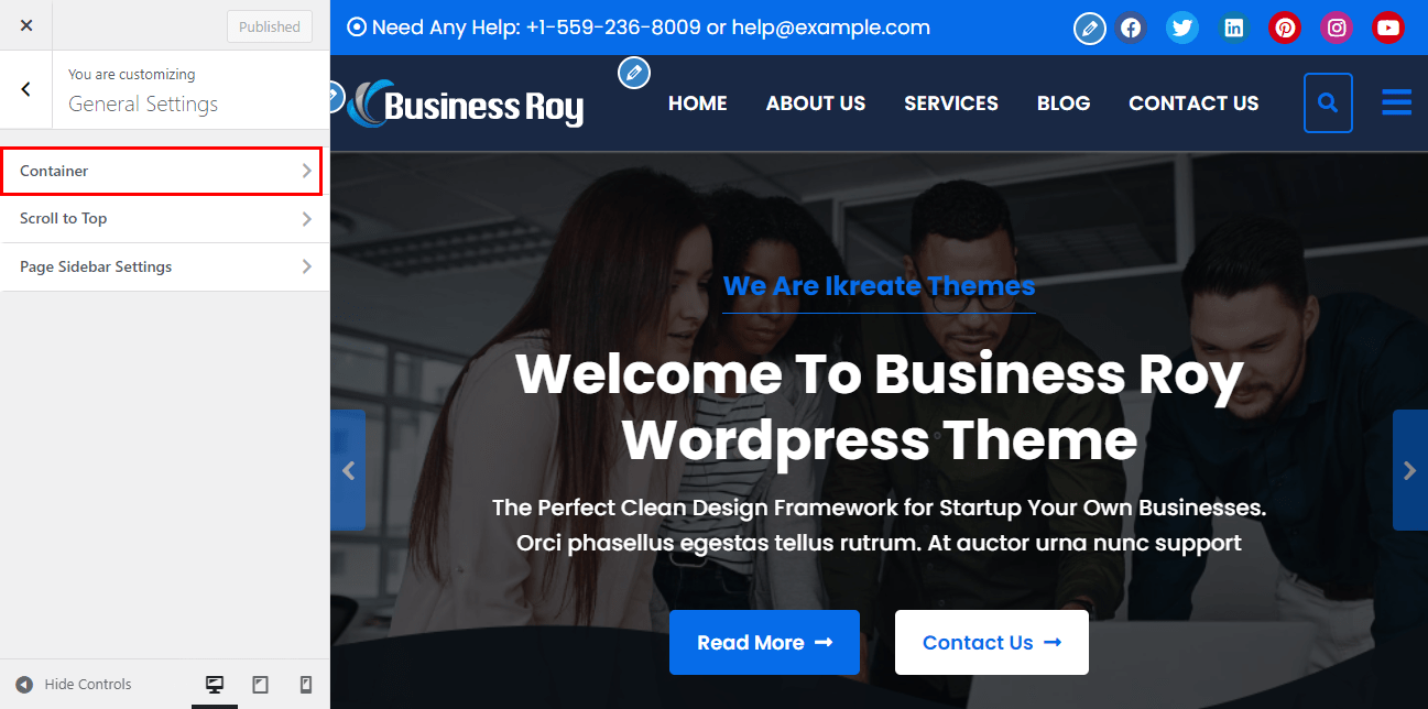 Website Container Setup How to configure Container – Ikreate Themes – Documents